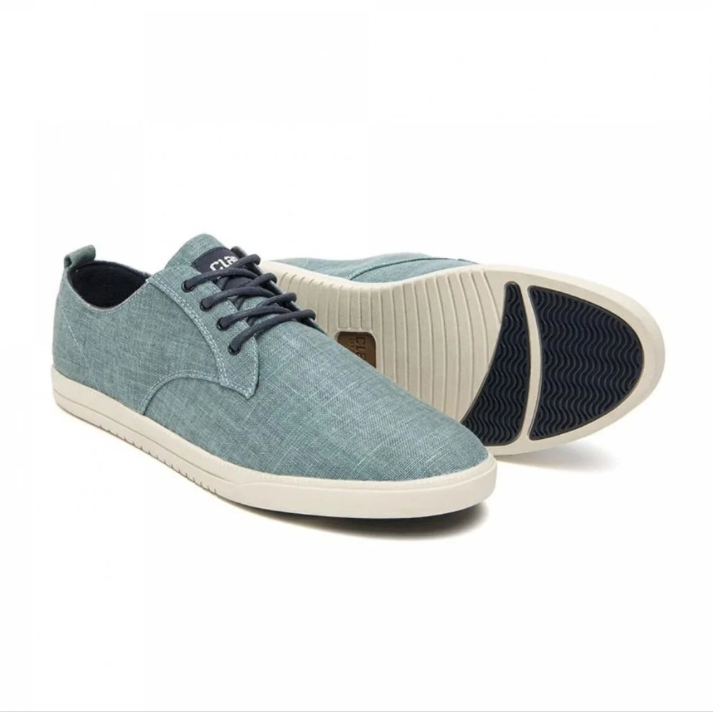 Clae / men’s boat shoe / size 13 / Ellington Textile /light jean blue
